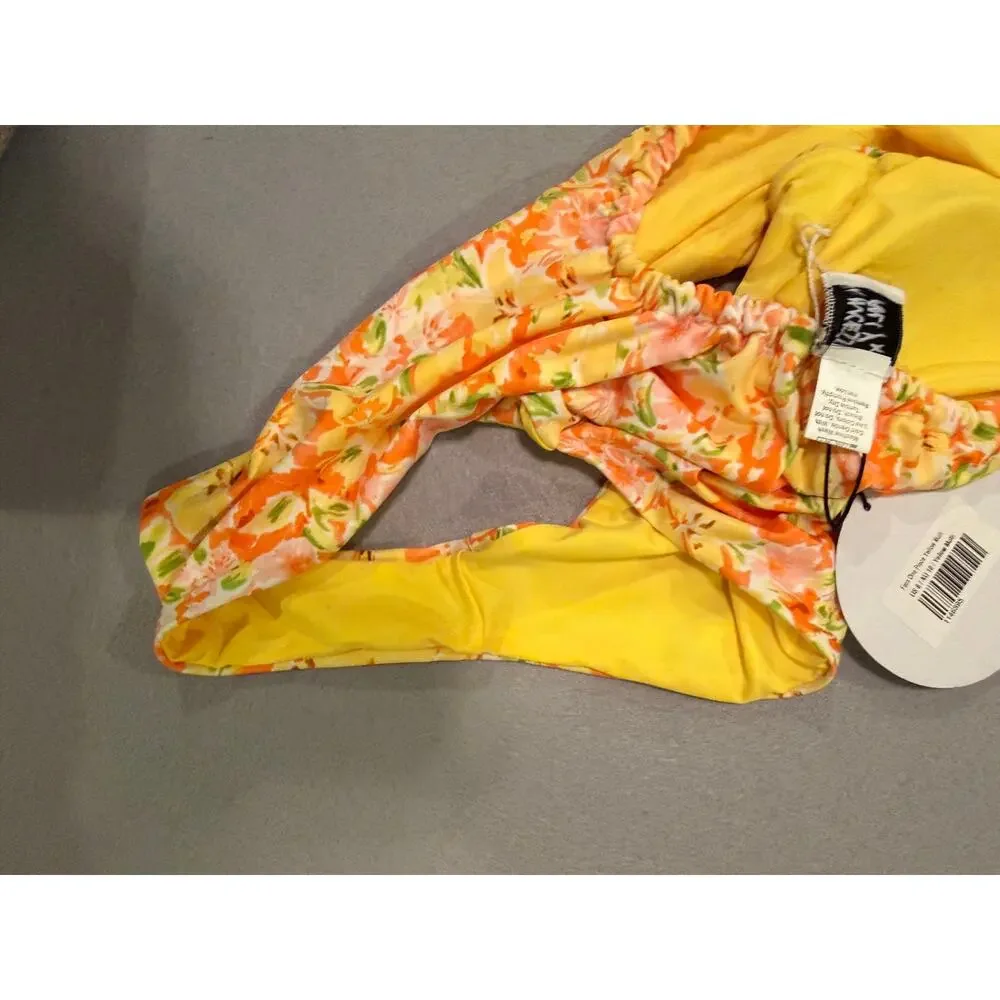 Princess Polly Fern Floral Cutout One Piece Swimsuit Yellow Multi US 6 NWT